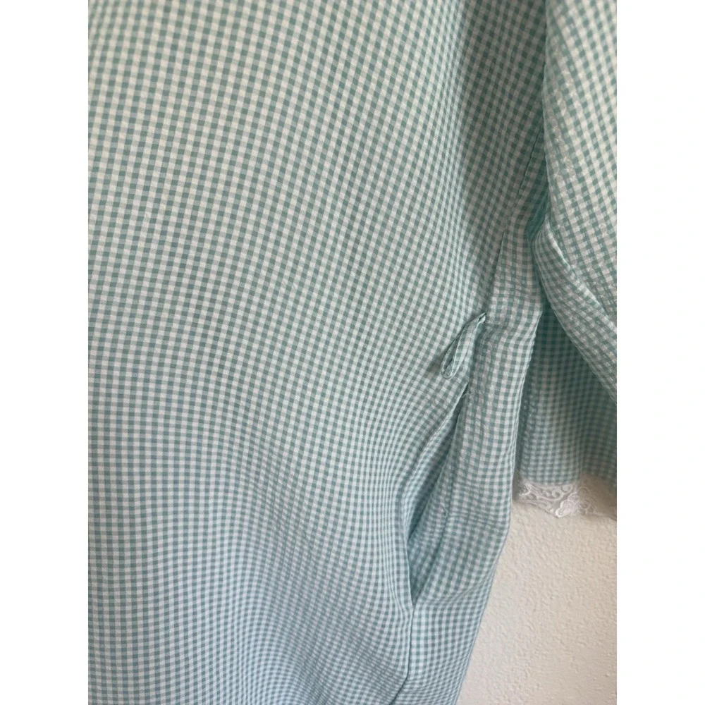 Vintage Nordstrom Intimates Size XS Slip Nightgown And Robe Set Blue Gingham